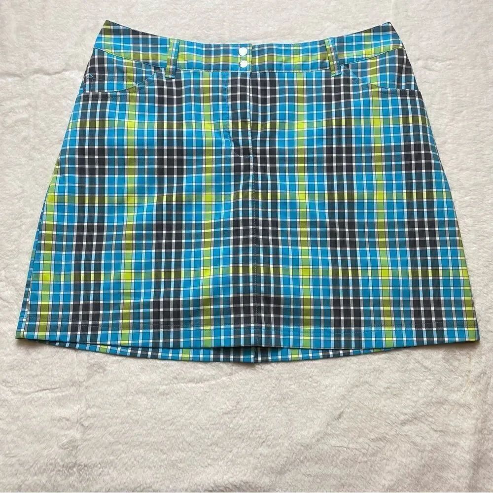 Slazenger Checkered Blue Green White Skorts Size 6